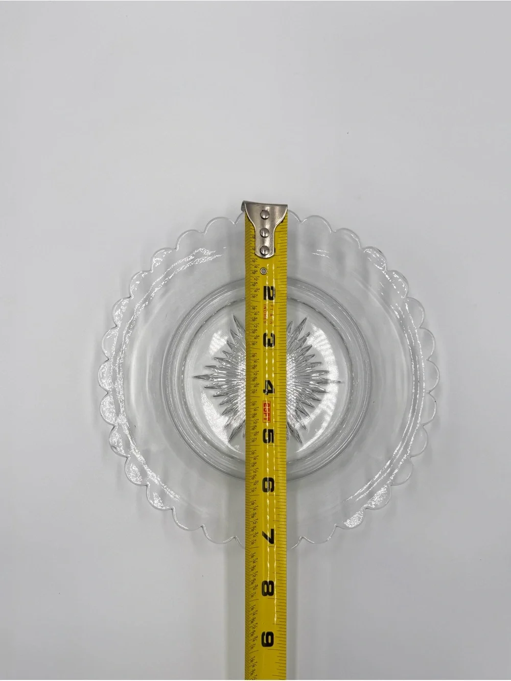 Vintage Clear Glass Butter Dish with Dome Lid Scalloped Edge
